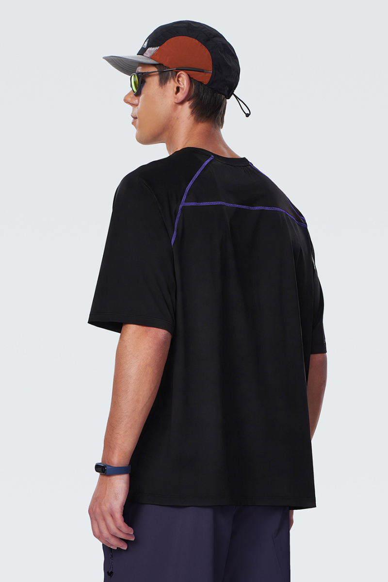 Men's Outdoor Striped Color-Block Relaxed Quick Dry T-Shirt