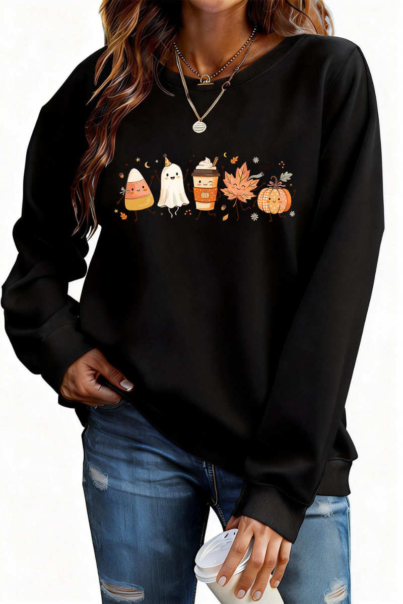 Women's Fall Halloween Graphic Soft Relaxed Sweatshirt