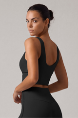 Women's Wide Strap U-Back Sport Bra with Soft Boning Support