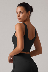 Women's Wide Strap U-Back Sport Bra with Soft Boning Support