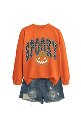 Women's Fall Pumpkin Polka Dot Halloween Multi‑Color Pullover
