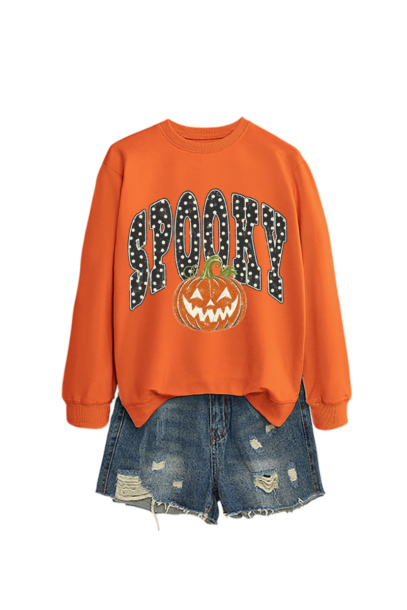 Women's Fall Pumpkin Polka Dot Halloween Multi‑Color Pullover