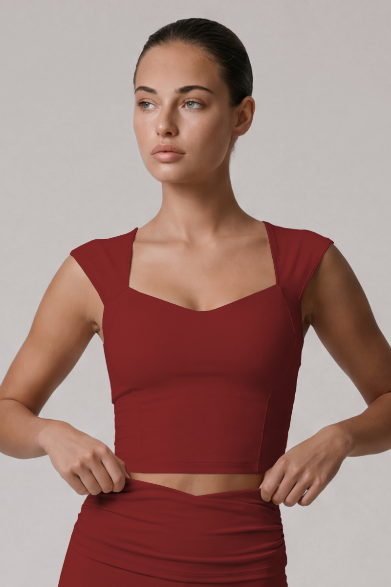 Women's Square Neck Padded Sports Cropped Top