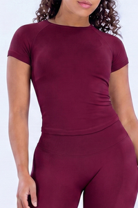 Women’s Seamless Crew Neck High Stretch Yoga Athletic Tee