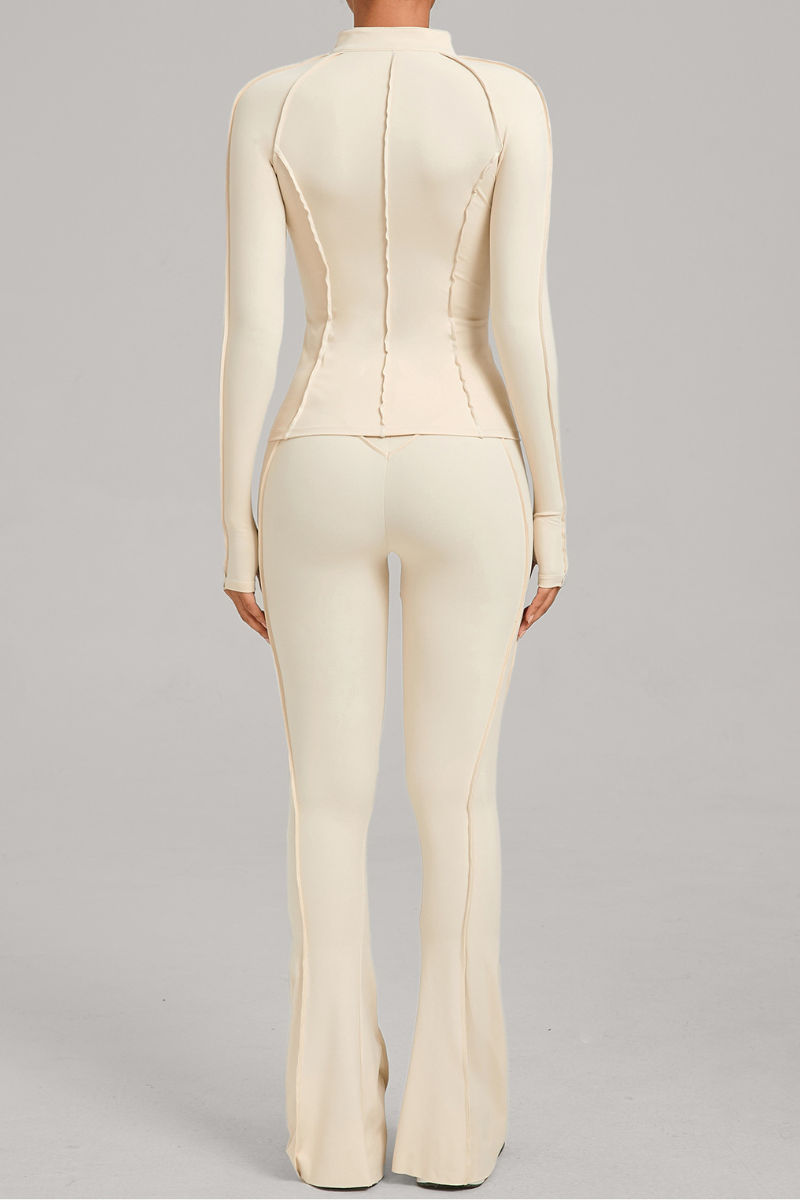 Ladies' zipper long-sleeve two-piece set