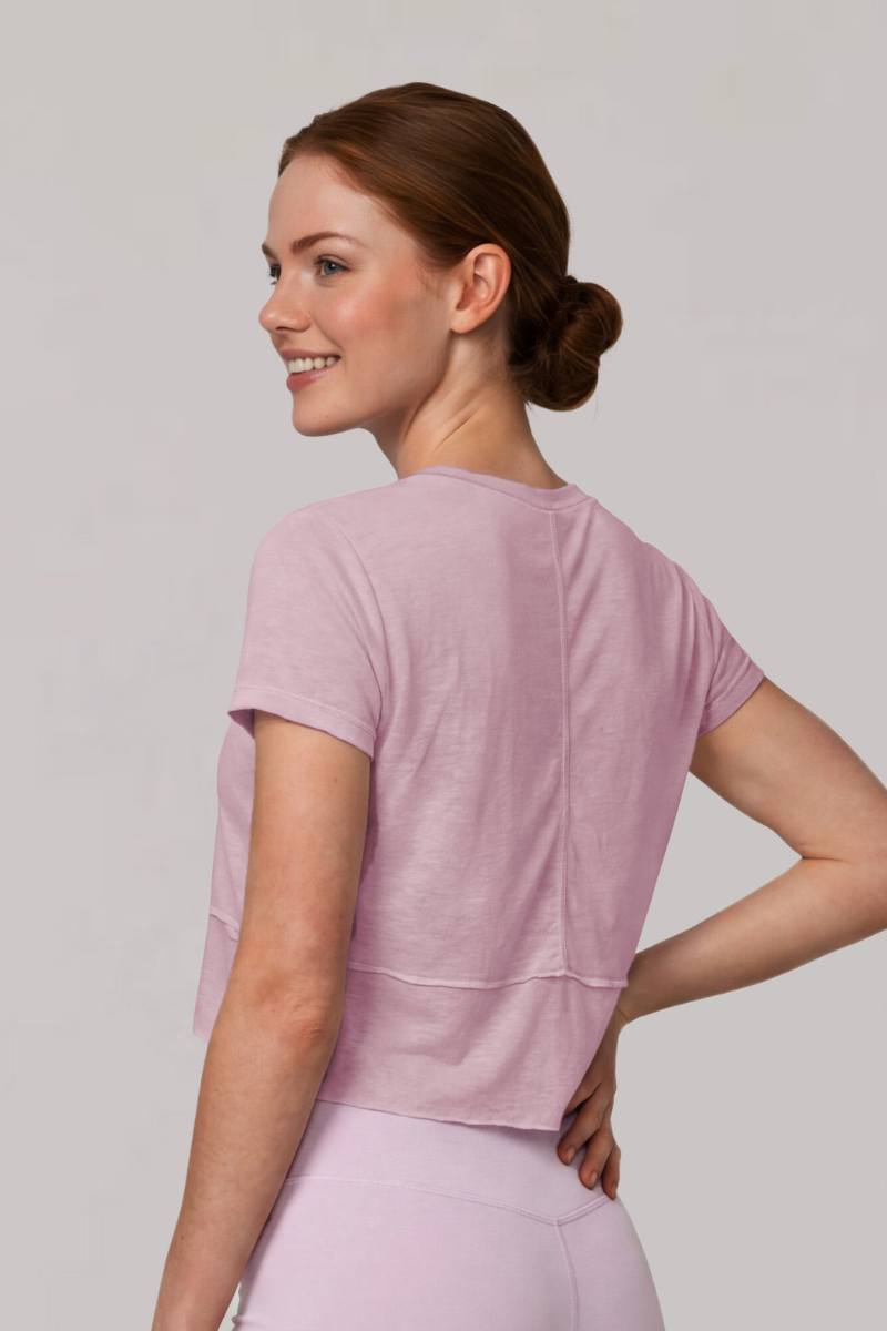 Women's Summer Crew Neck Athletic Cropped Solid Tee