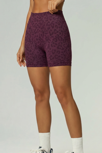 Women's Vintage Leopard Print High Waist Seamless Yoga Short