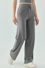 Women Naked-Feeling High-Waisted Drawstring Athletic Pants
