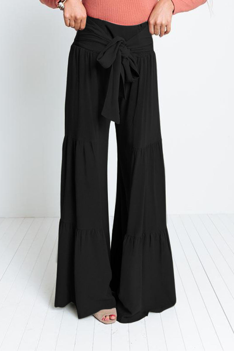 Women's vintage layered wide-leg pants