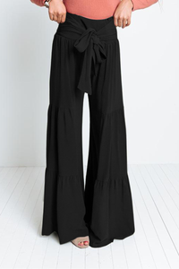Women's vintage layered wide-leg pants