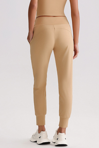 Leisure-style elastic-waist athletic pants