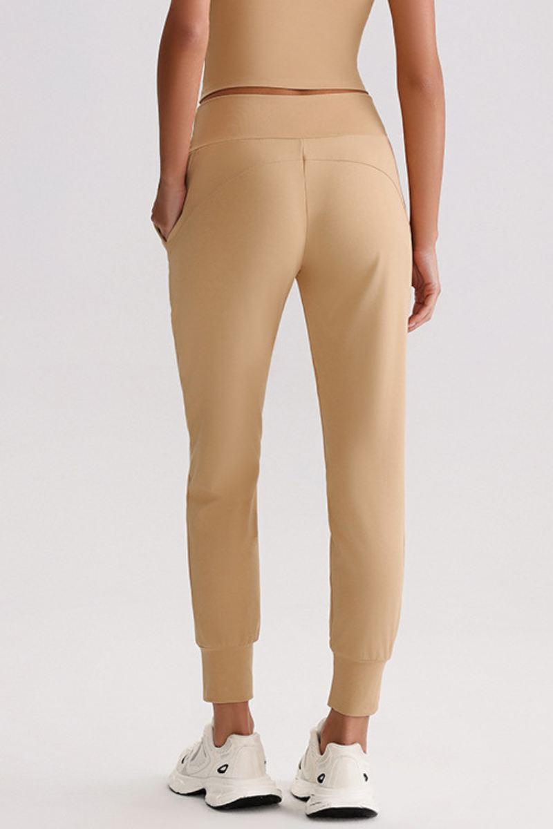 Leisure-style elastic-waist athletic pants