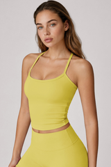 Women's Y Back Thin Strap Cropped Nude Feel Yoga vest