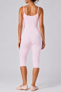 Women's Adjustable Thin Strap Tank Top And Capri Yoga Set