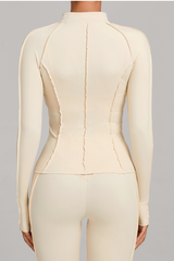 Collared, zippered long-sleeve outer jacket