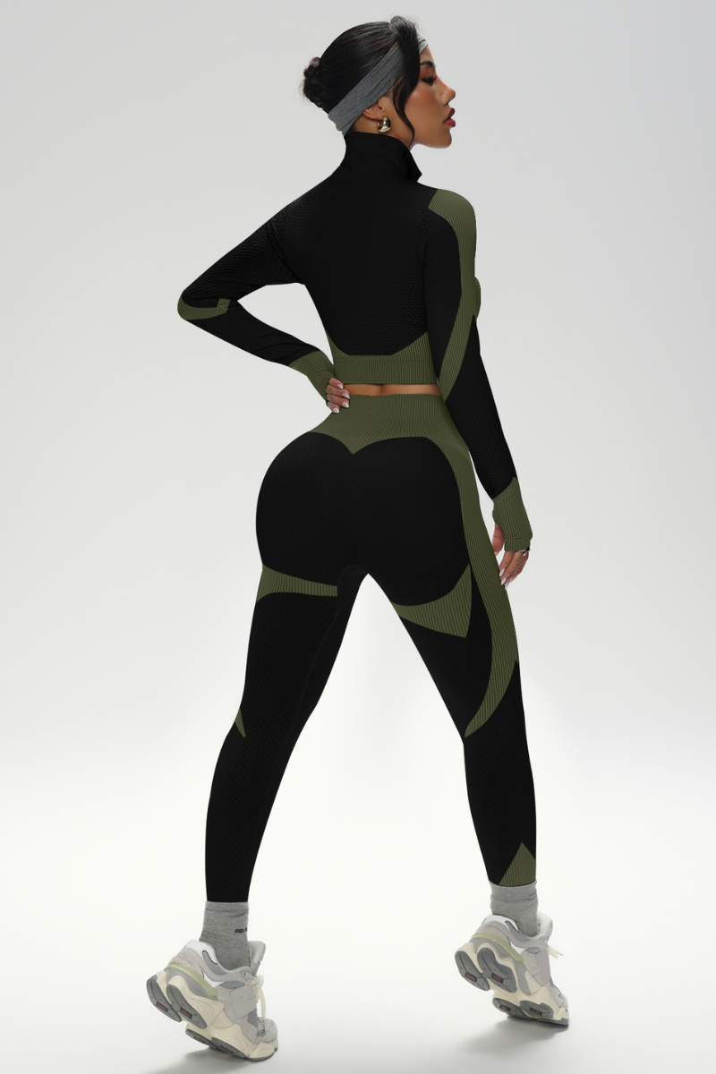 Women's Athletic Stand-Up Collar Seamless 2 Piece Set