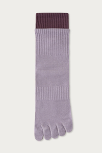 Women's Ribbed Cuff Color-Block Cuff Five-Toe Yoga Socks