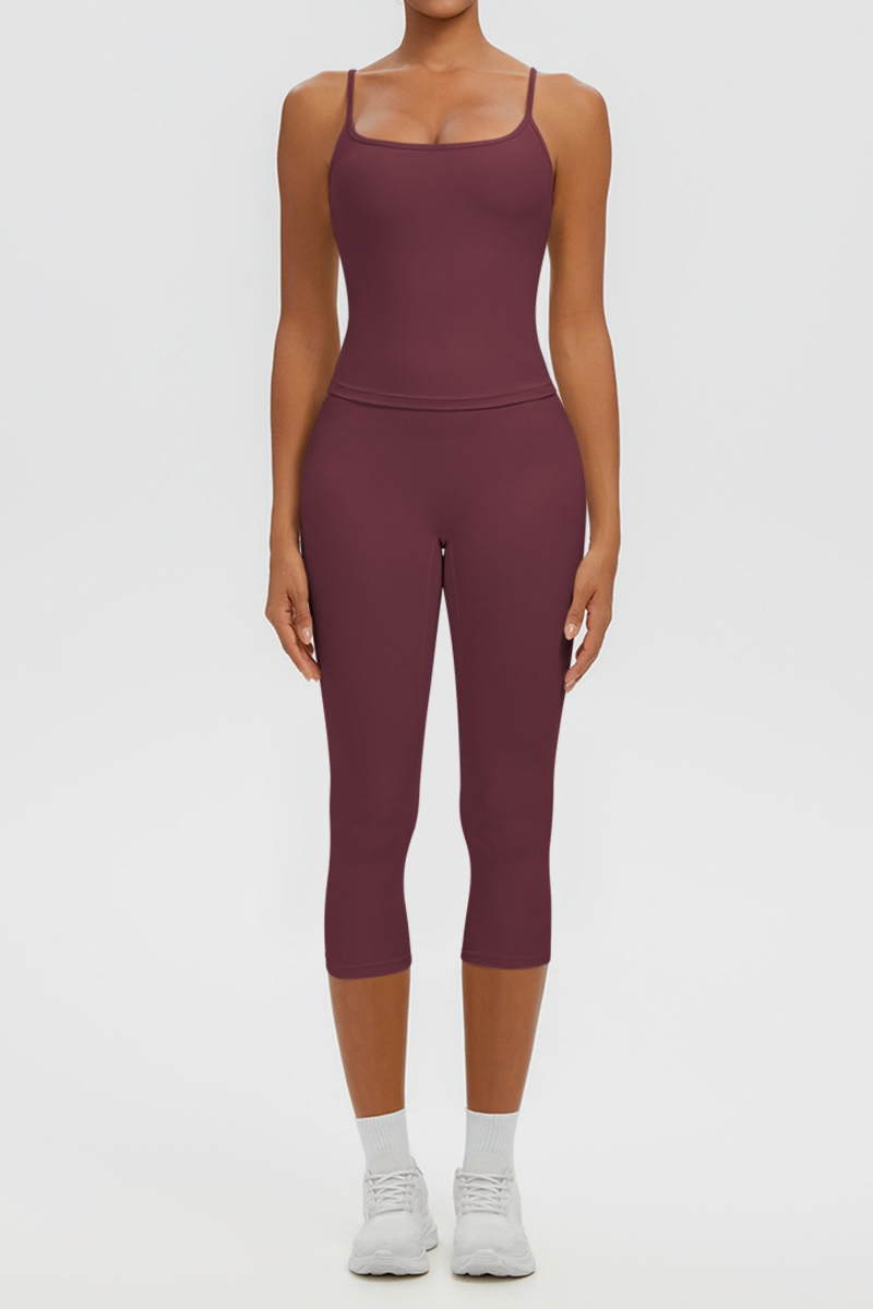 Women's Athletic Tank Top & High Waist Capri Leggings Set
