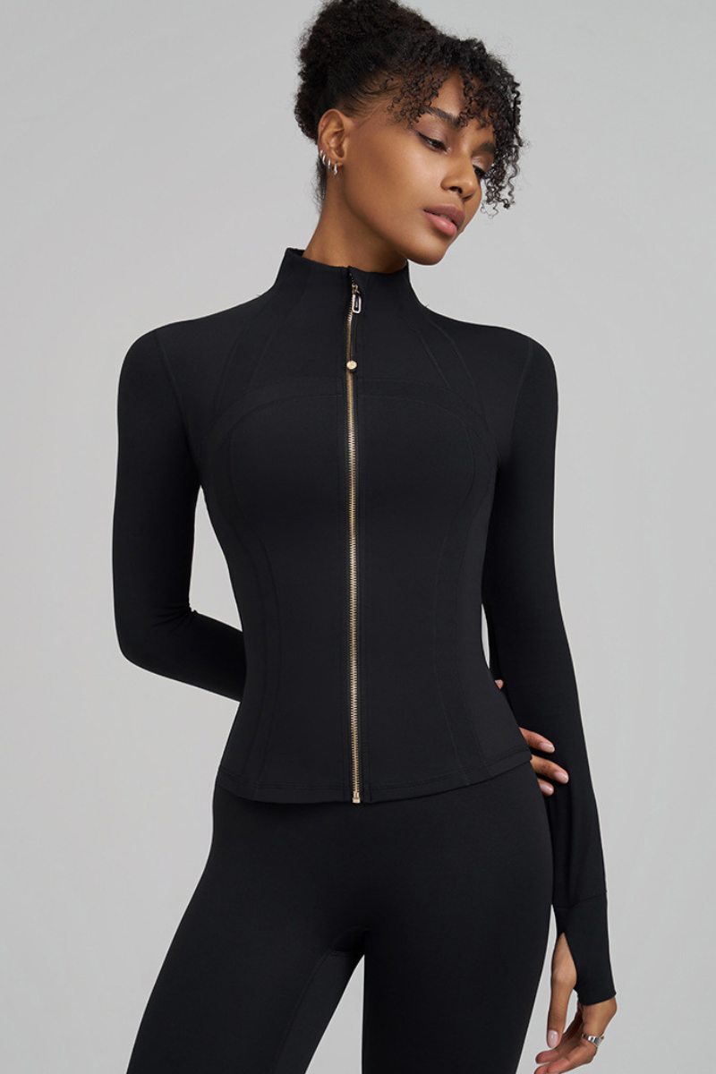 Collar-style jacket with zipper closure