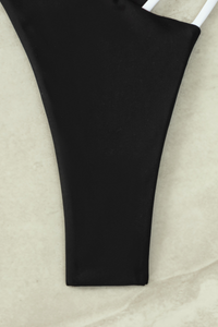 Women's Color Block Cutout Cross Back Asymmetric Bikini