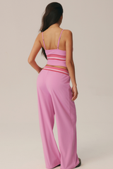 Women's Yoga Set:Striped Cami Top & Draped Casual Pants