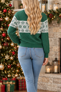 Women's Fall Christmas Long-Sleeve Snowflake Knit Sweater