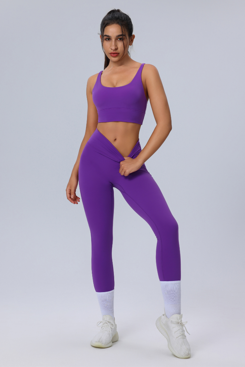 Women's Crisscross Back Sports Bra & Butt-Lifting Yoga Leggings Set