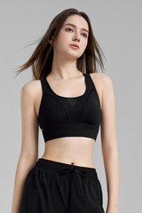 Women's Mesh Panel Racerback Adjustable Sports Bra