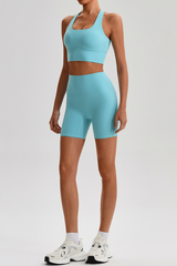 Women's Bare Feel Cross Back Bra &High Waist Shorts Yaga Set