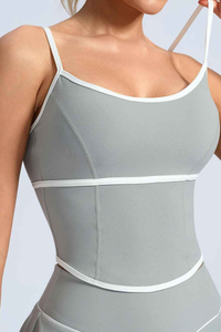 Women's Contrast Trim Contrat Crisscross Back Yoga Tank Top