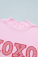 Women's Fall Pink Valentines Day Mock Neck Sweatshirt