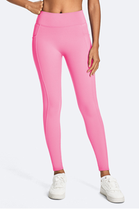 Women's Athletic Side Pocket Ruched Back Seam Yoga Leggings