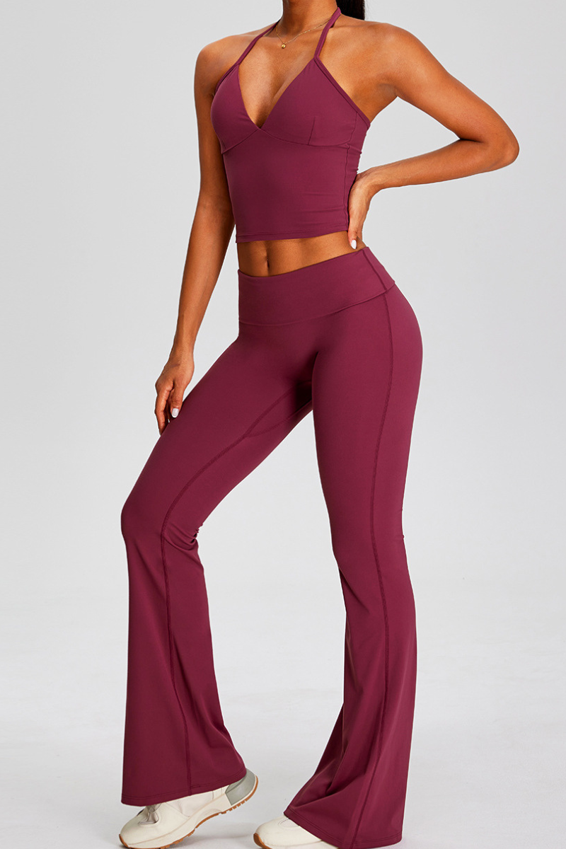 Women's Sets:Halter Tank Top And Pleated Flare Pants