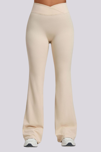 Women's Athletic Naked Feel Cross Waist Yoga Flared Pants