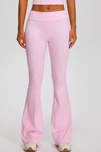 Women's Athletic Solid Pleated Buttocks Lift Flare Pants