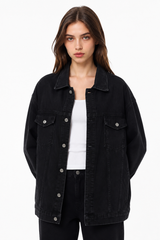 Women's Fall Oversized Drop Shoulder Denim Jacket