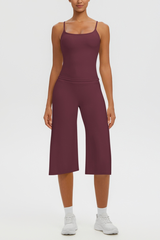Women's Tank Top & Wide Leg Yoga Cropped Pants Set