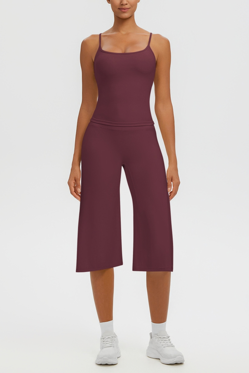 Women's Tank Top & Wide Leg Yoga Cropped Pants Set
