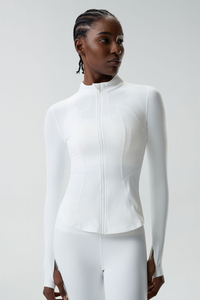 Women's Mock-Neck Color-Block Fitted Yoga Jacket