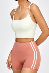 Women's Set:Cross Back Bra & Side Color-Blocked Stripe Short