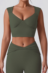 Women's V -Neck Cropped  Sports Yoga Tank Top