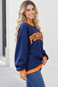 Women's Fall Letter Appliqué Embroidery Mockneck Sweatshirt