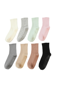 Women's Ribbed Crew Yoga Grip Five-Toe Socks