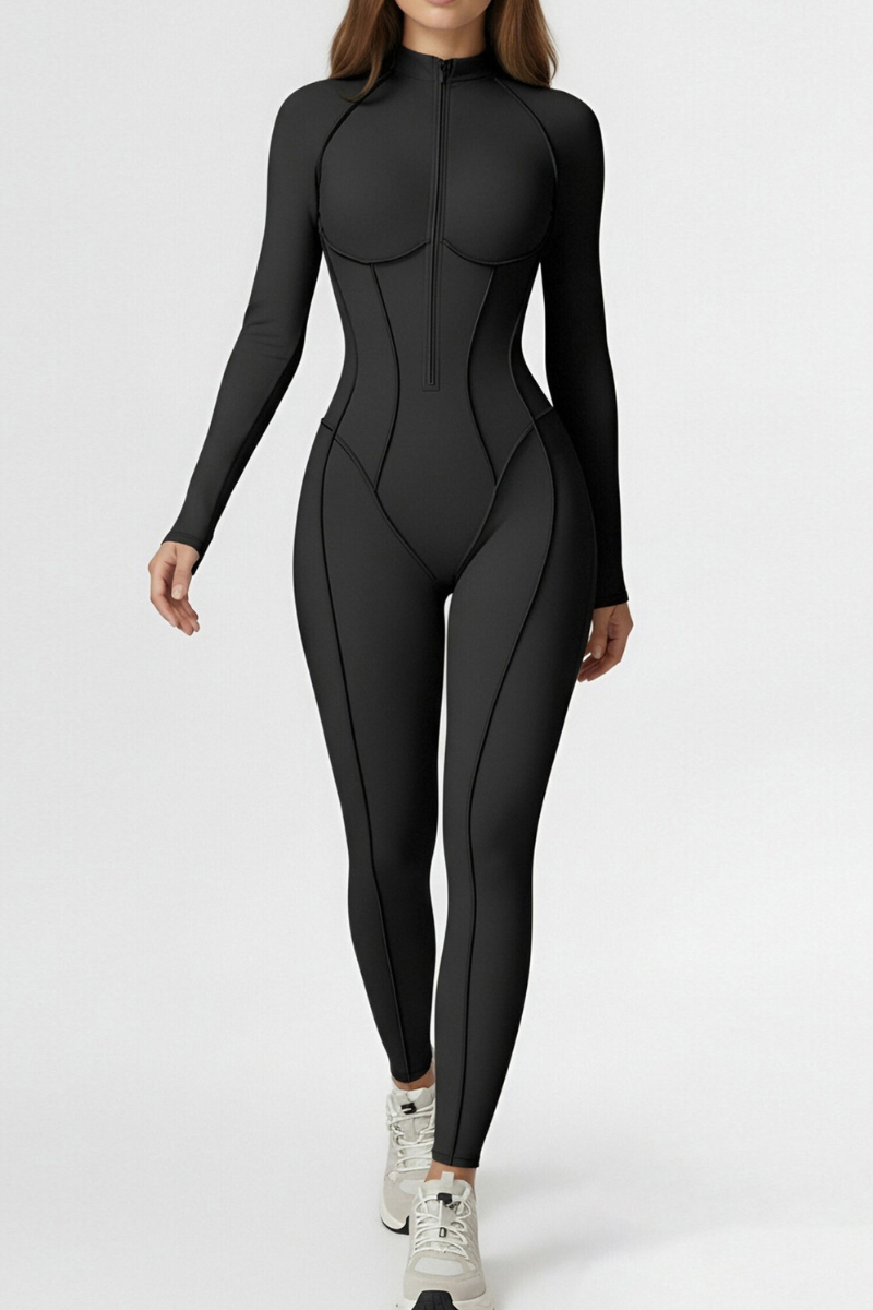Women’s one-piece long-sleeve sport jumpsuit.