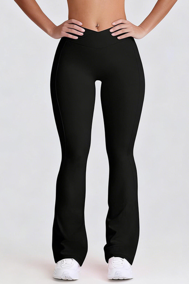 Women's Side Pockets V-Waisted Sports Flared Pants