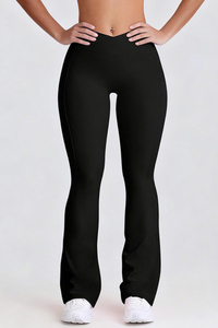 Women's Side Pockets V-Waisted Sports Flared Pants