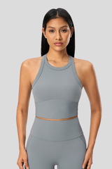 Women Racerback Round Neck Solid Sports Bra