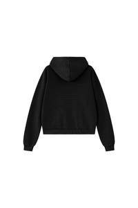 Women's Fall Vintage Washed Waffle Full Zip Up Hooded Jacket