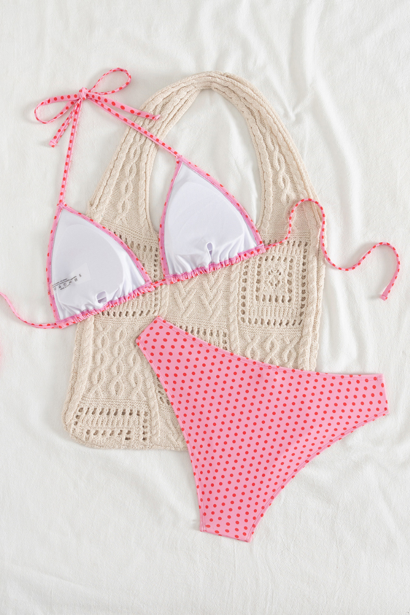 Women's Polka Dot Halter Neck Triangle Beach Bikini Sets