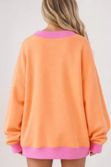 Women's Fall Color Block Contrast Mock Neck Sweatshirt